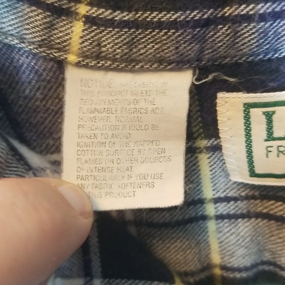 L.L.Bean 90s Button Down Plaid/Flannel Long Sleeve Shirt, Size Large - Picture 7 of 9